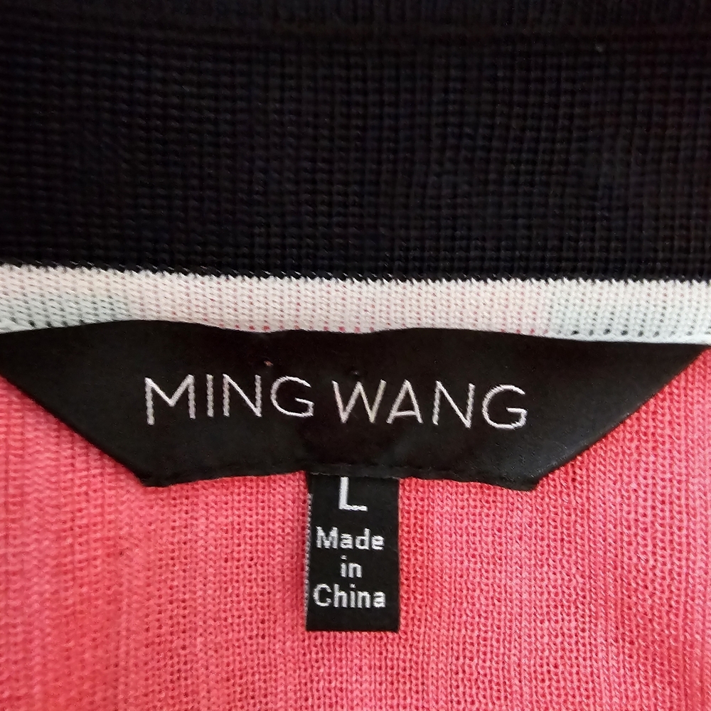 Ming Wang Two Piece Pink/Black Ribbed Knit Cardigan and Tank Dopamine Set M/L - Picture 7 of 10